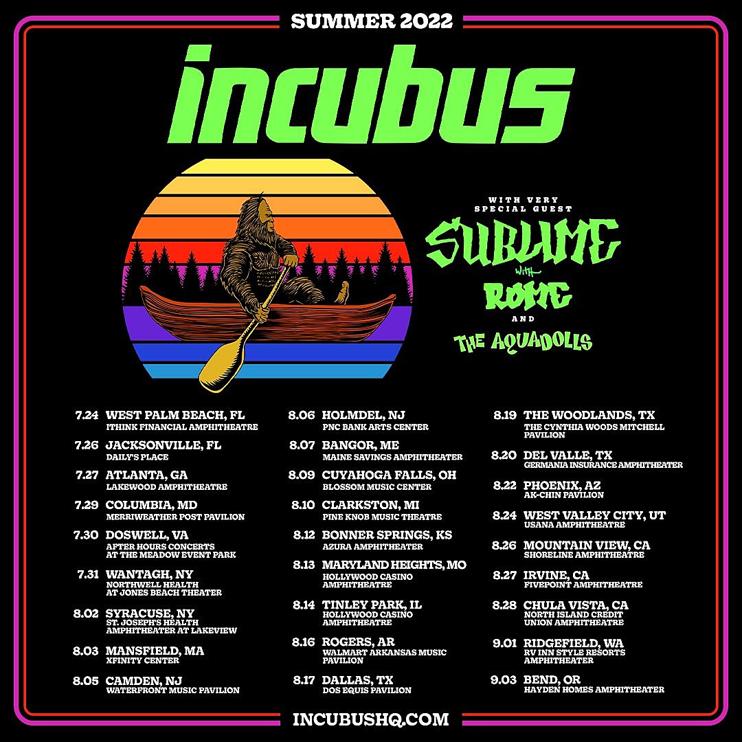 incubus sublime tour 2022 setlist